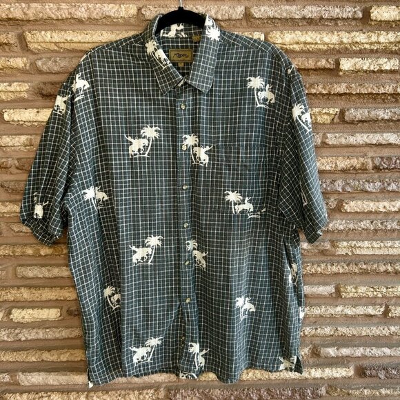 Roper Western Gray Bucking Bronco Plaid Short Sleeve shirt Size XL - Picture 7 of 7